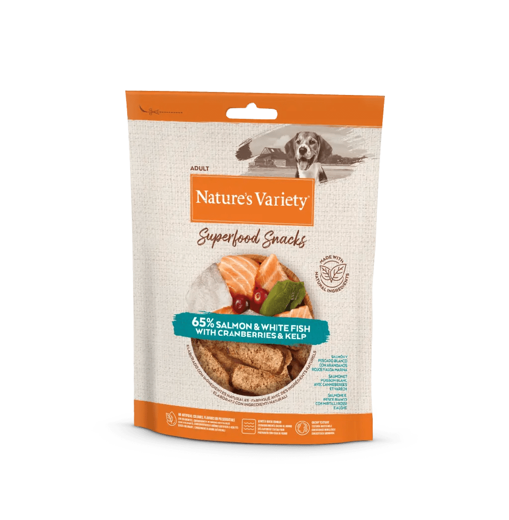 Nature´s Variety Dog Superfood snacks de Salmón y Pescado 85g
