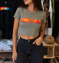 Rikku Cat, Camiseta crop mujer. (Verde)