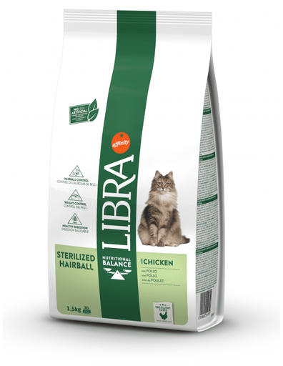 Libra Cat hairball esterilizado con pollo 1.5k