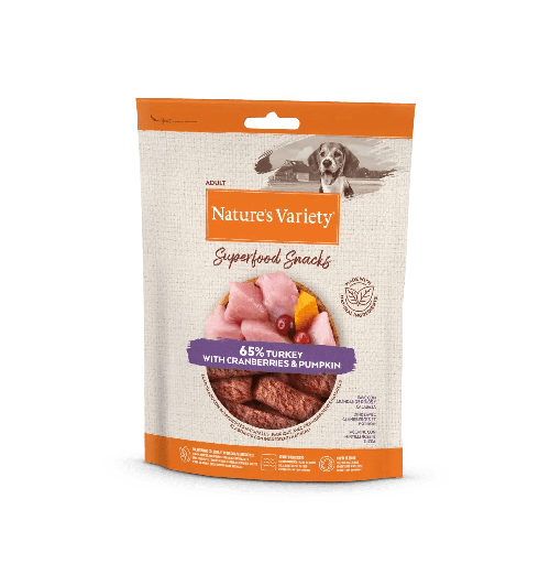 Nature´s Variety Dog Superfood snacks de Pavo con arándanos 85g